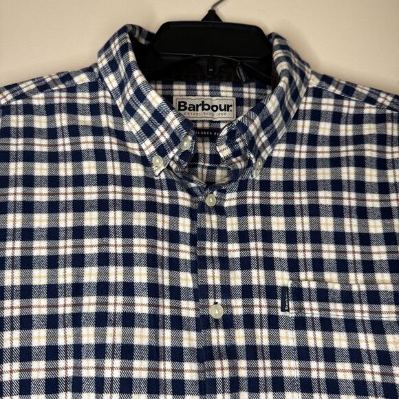 BARBOUR men's size large L Tailored Fit flannel plaid corduroy button shirt - Picture 2 of 12